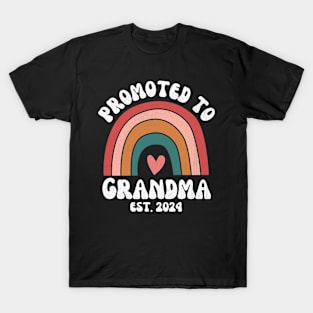 Soon To Be Great Grandma 2024 Promoted To Grandma Rainbow T-Shirt